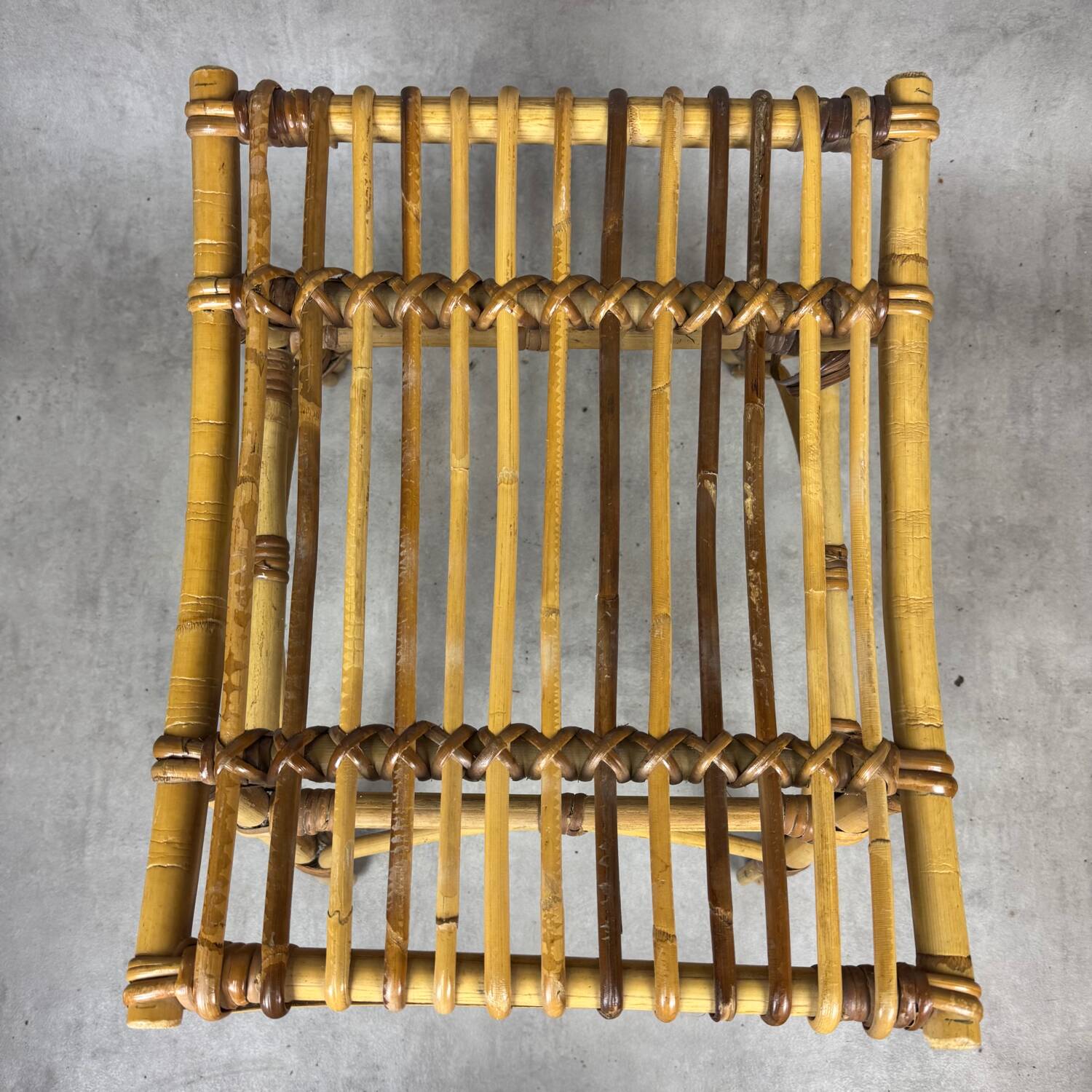 1970s rattan stool from the south of France