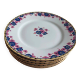 Set of 6 art deco dessert plates - limoges porcelain a.f. and