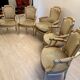 Elegant Louis XVI set – 4 cabriolet armchairs + 1 bergère