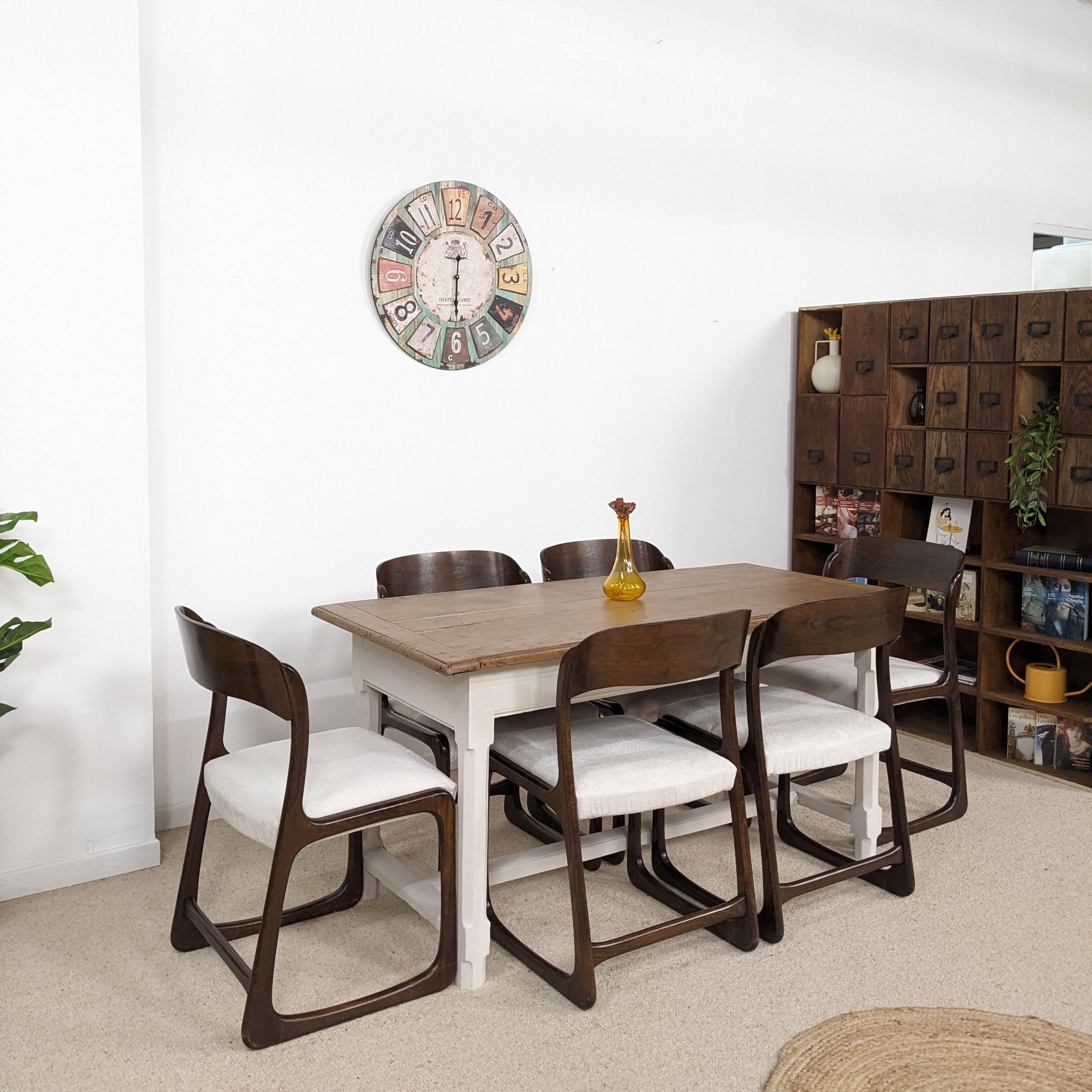 Solid wood farmhouse table