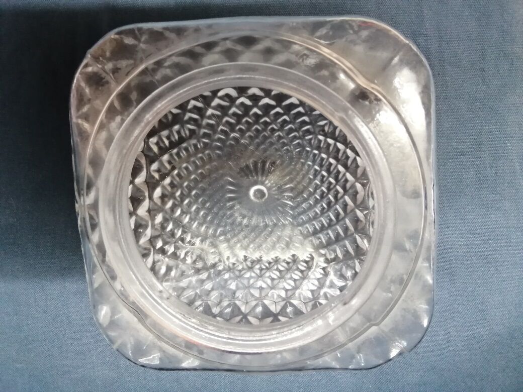 Globe square molded glass 18 cm old vintage