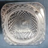 Globe verre moulé carré 18 cm ancien vintage