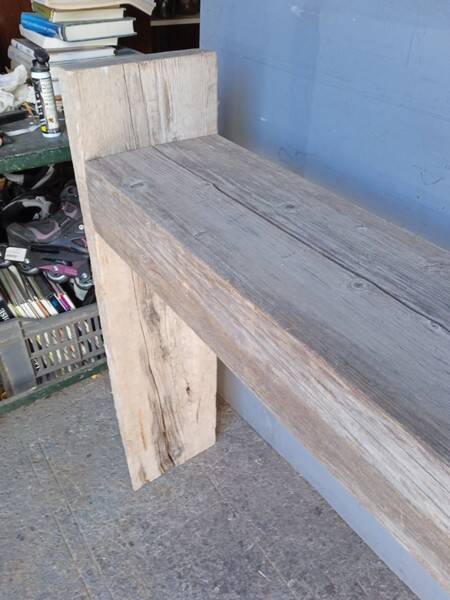 Brutalist console 148 cm old solid wood