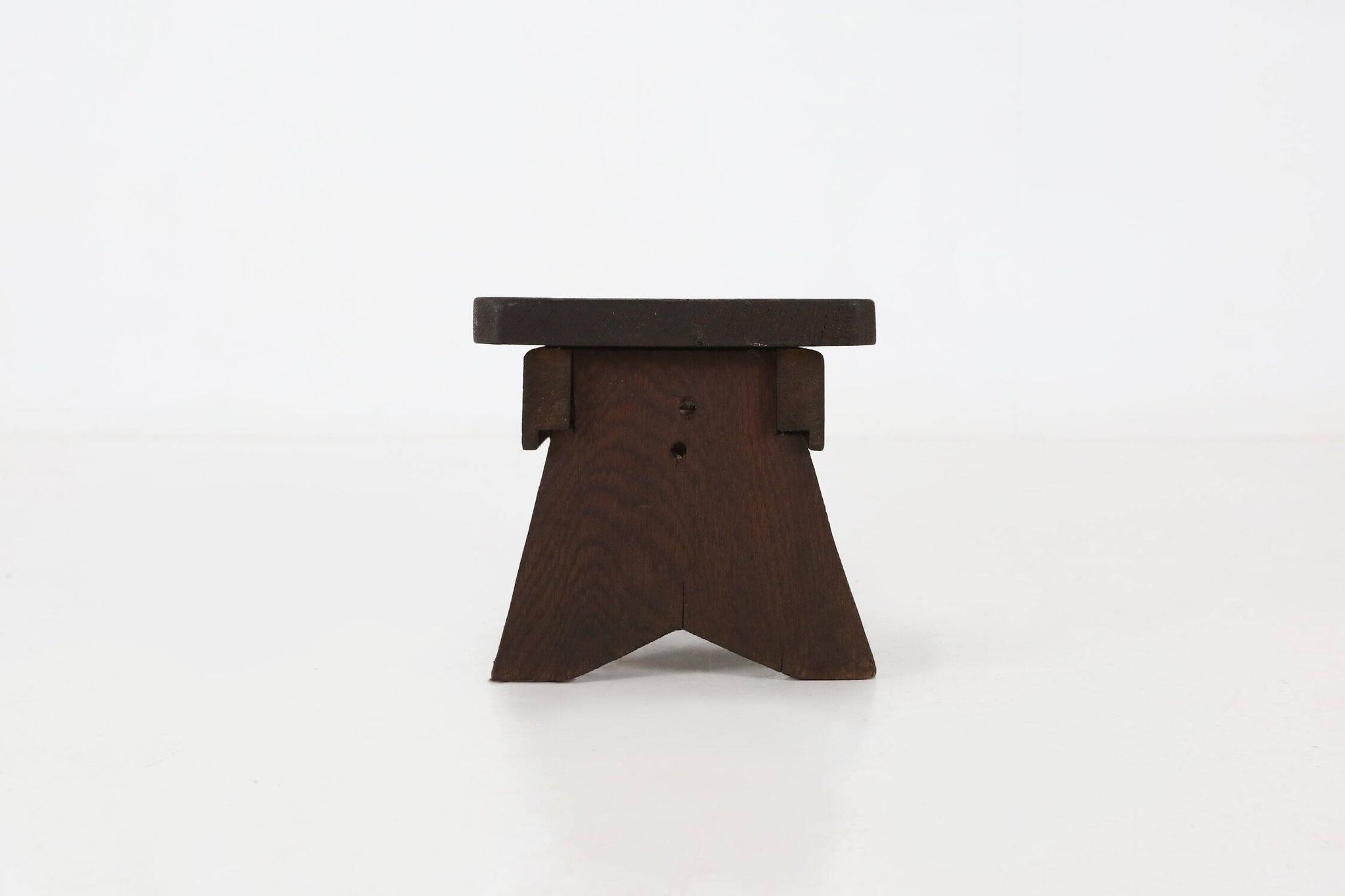 Rustic Wooden Stool with Exceptional Patina, Belgium 1880s
