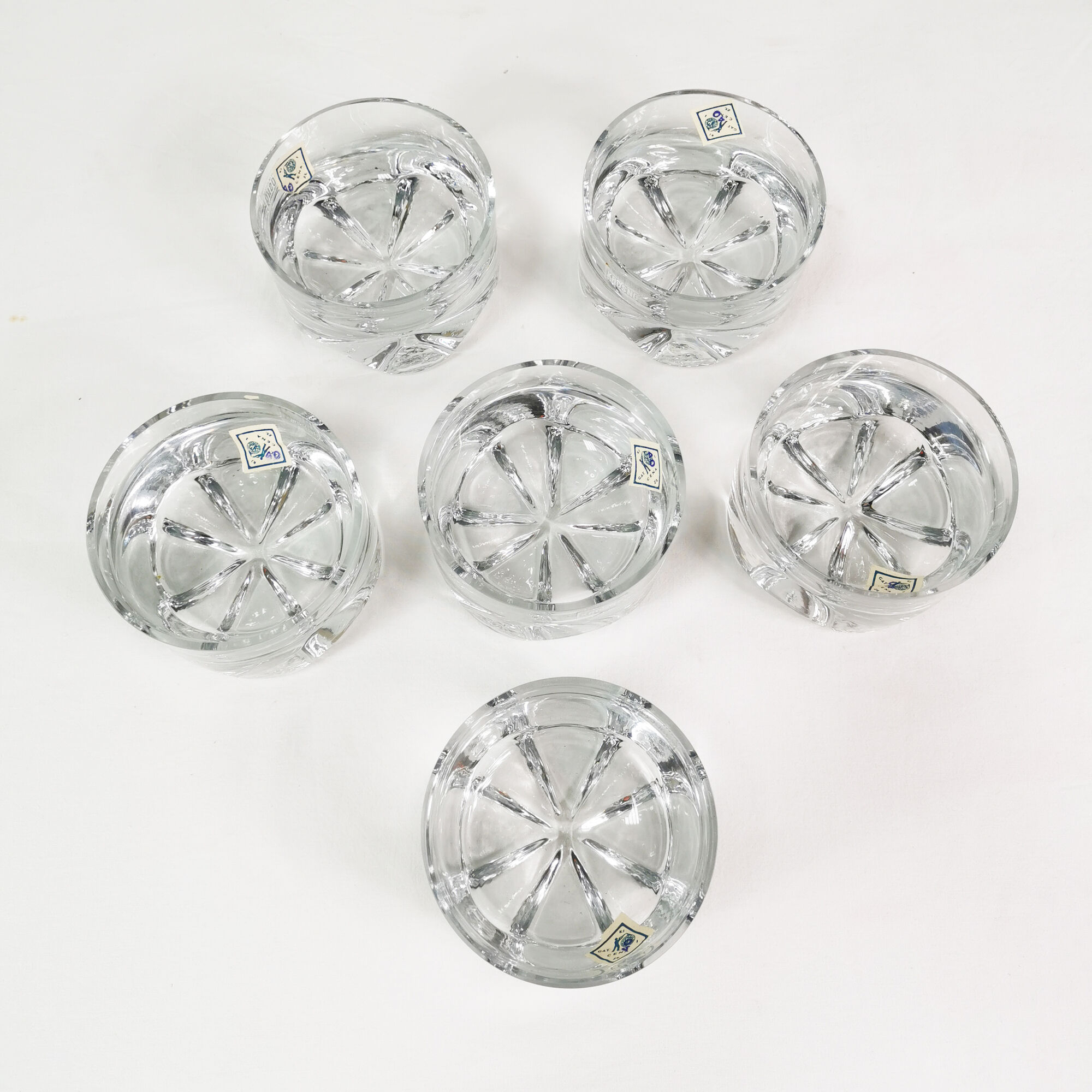 Crystal dessert salad bowls, Krosno, 1970s