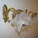 Pair of tanned sconces and glass paste