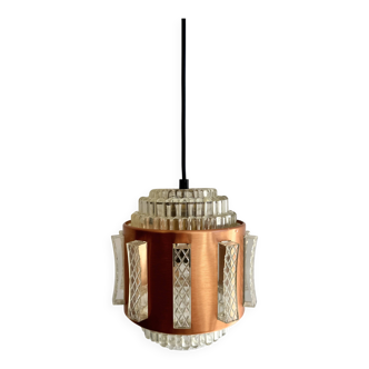 Vintage Copper and Clear Plastic Pendant Light