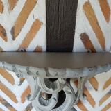Gray patinated wood wall console