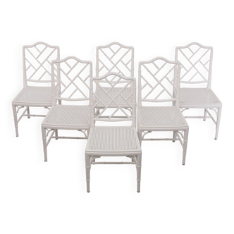 6 faux bamboo dining chairs France 1970s
