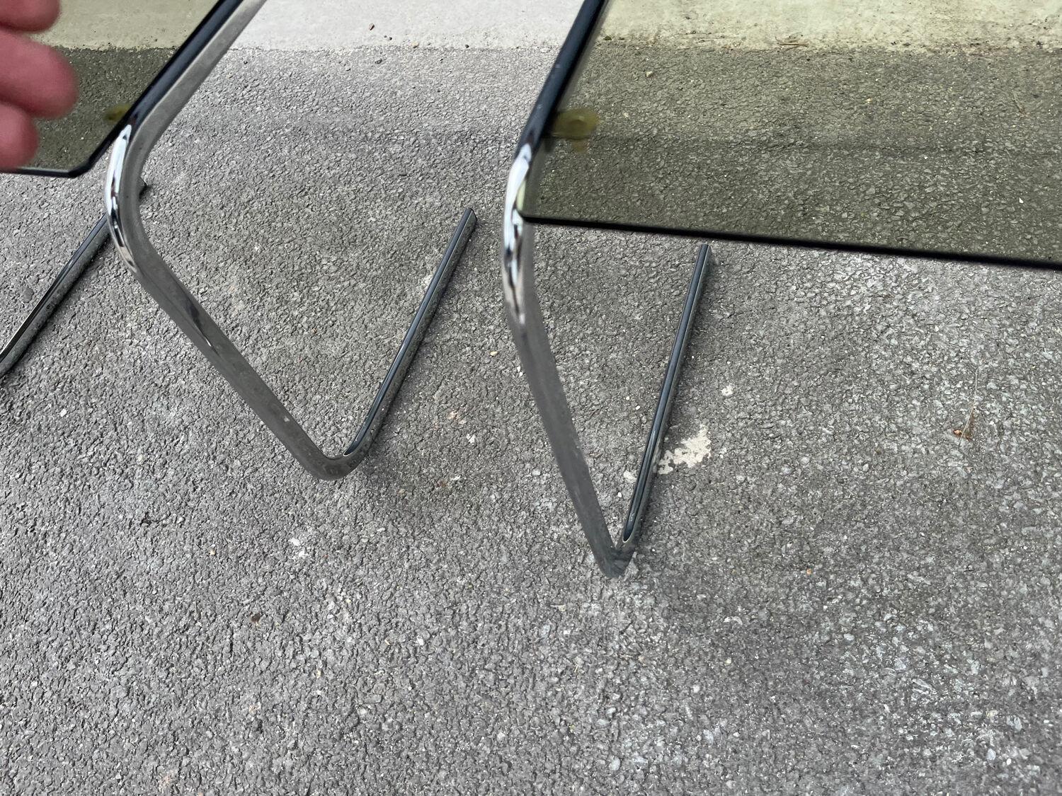 Series of 3 metal and glass nesting tables Space age