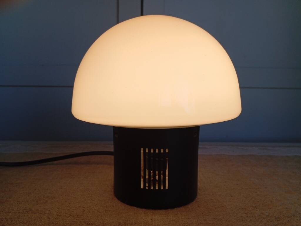 1960s glass and metal mushroom lamp