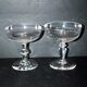 Lot de 2 coupes à champagne anciennes en cristal taillé 1900 frise oves 10.5cm