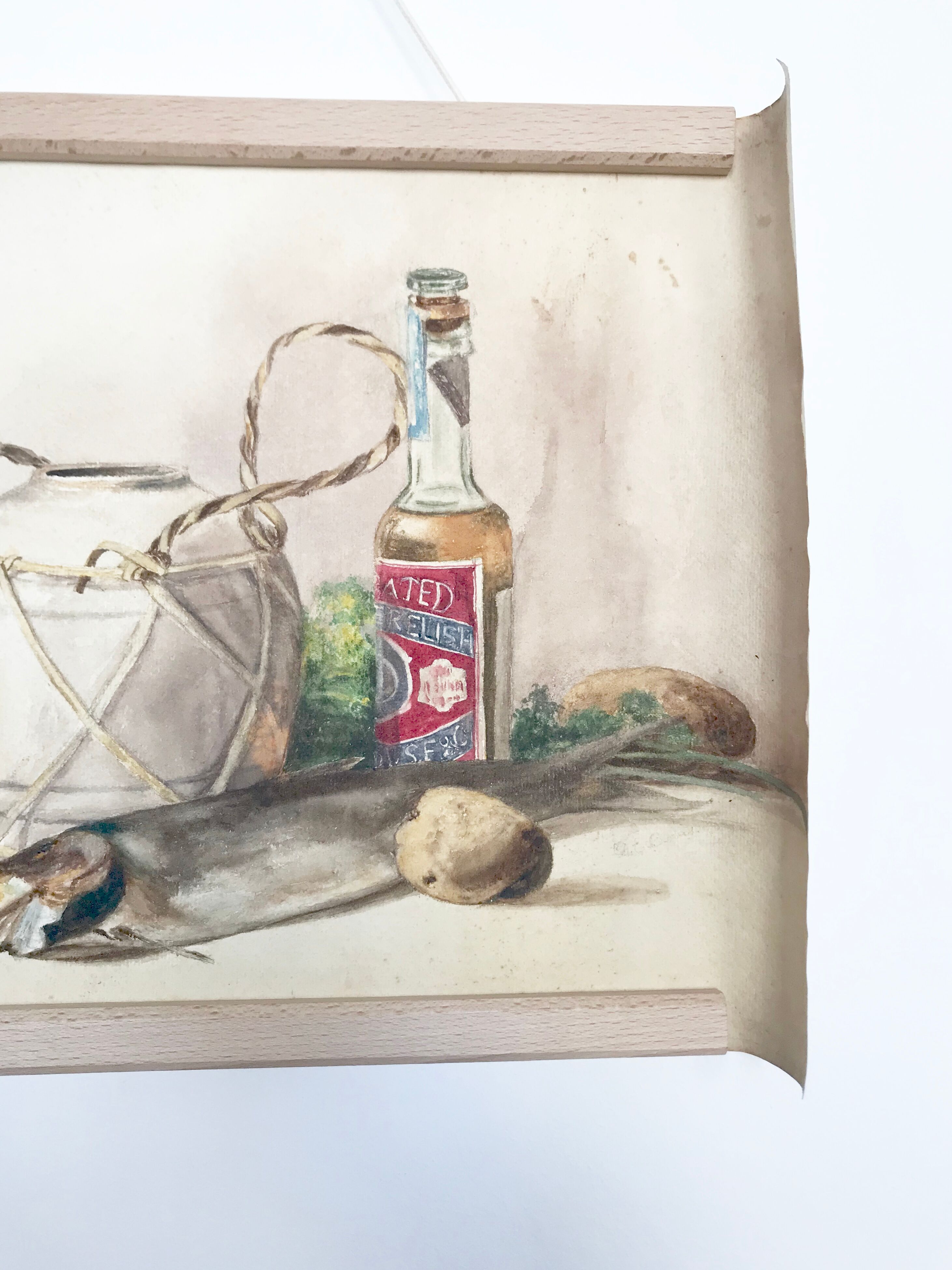 Watercolor depicting a still life