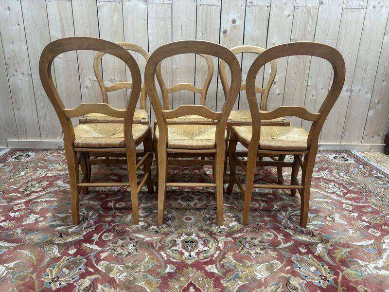 Série de 6 chaises paillées Louis Philippe