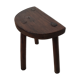 Stool in solid wood tripod seat half-moon