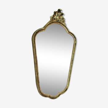 Stunning little golden wall mirror with gold leaf 36x64cm