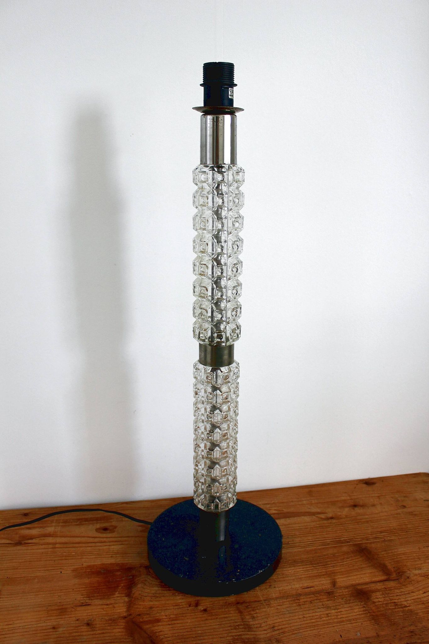 Small Art Deco floor lamp Richard Essig vintage glass and chrome 1960s