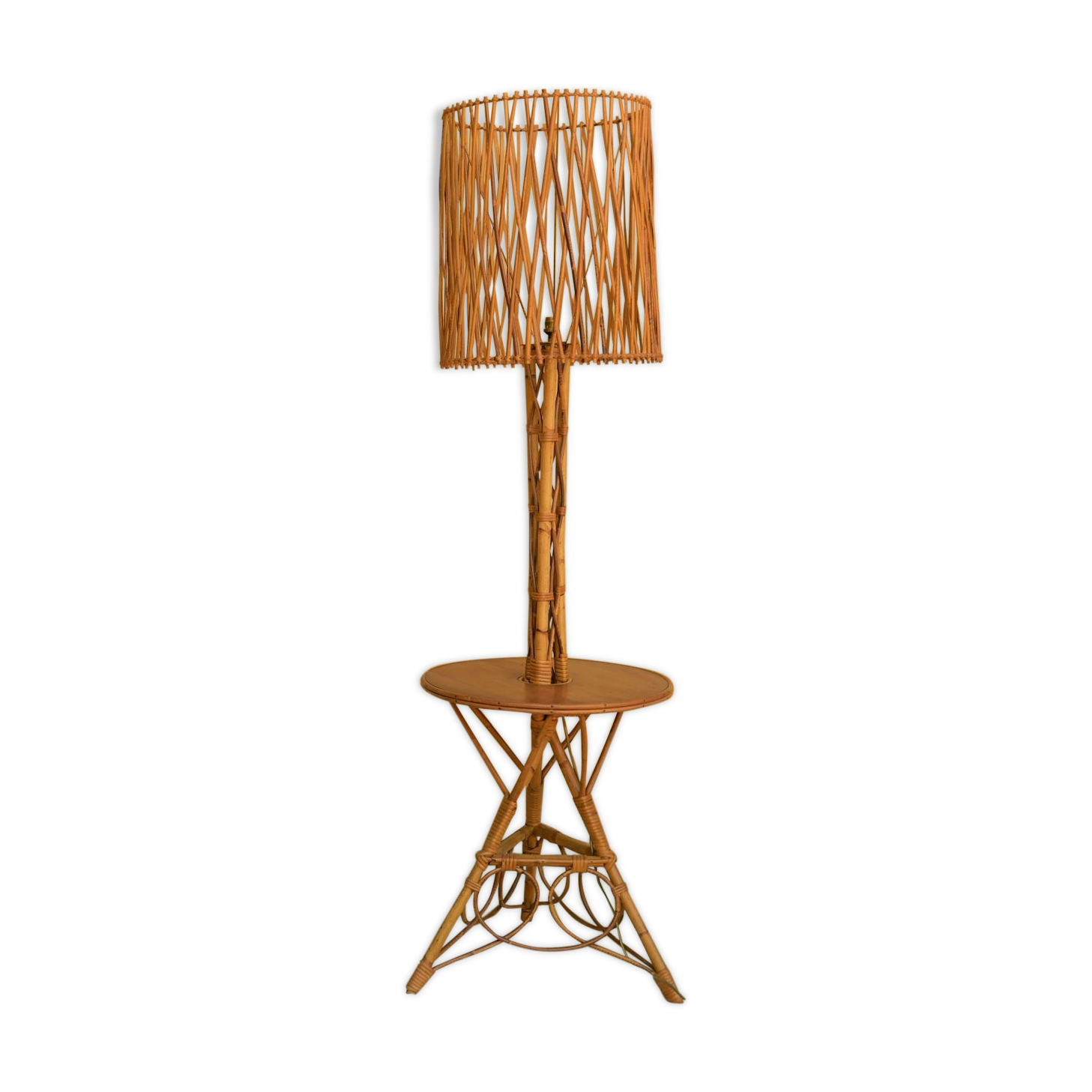 Vintage rattan floor lamp