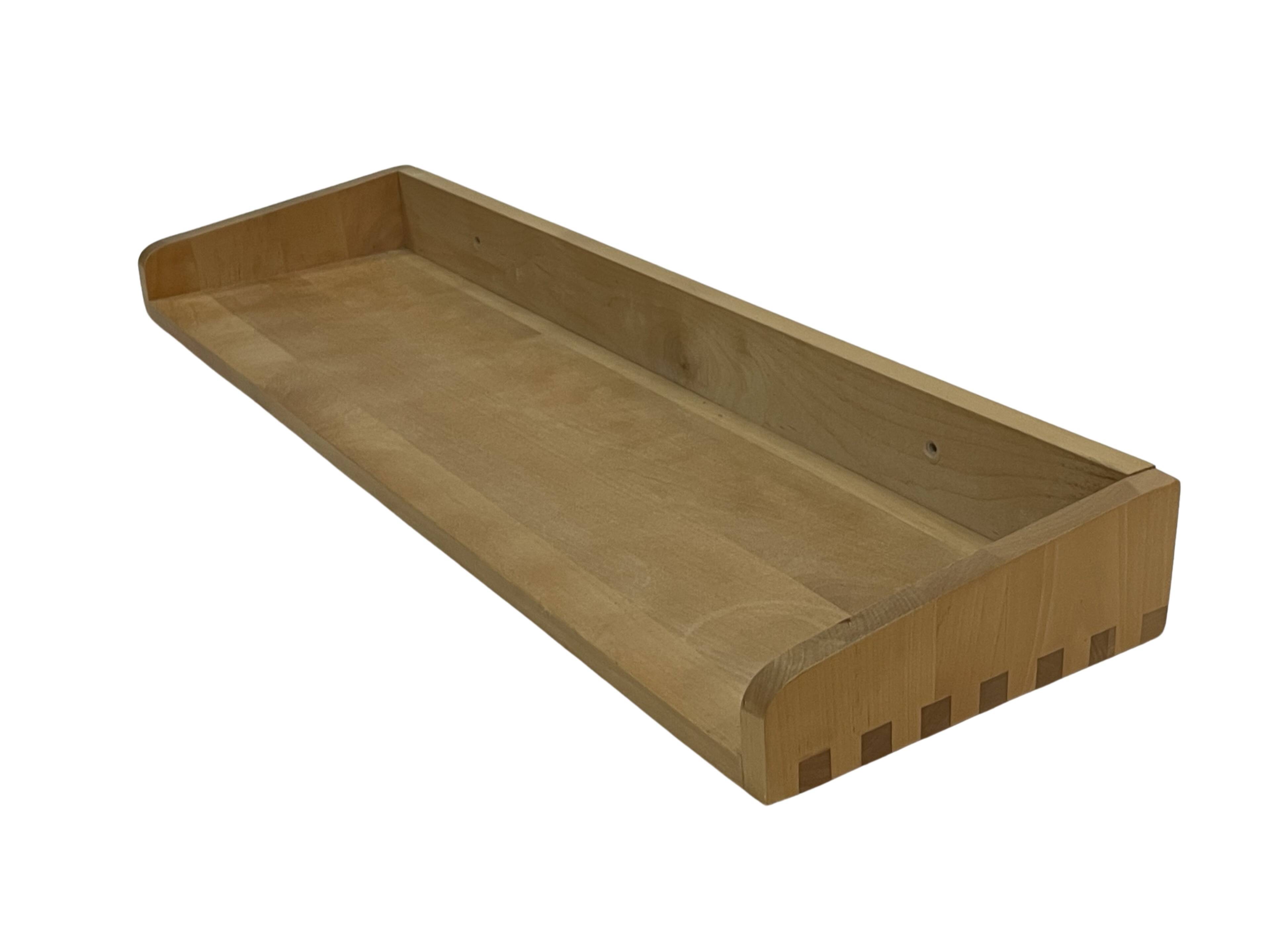 Vintage wooden wall shelve rack bookshelf in pinewood