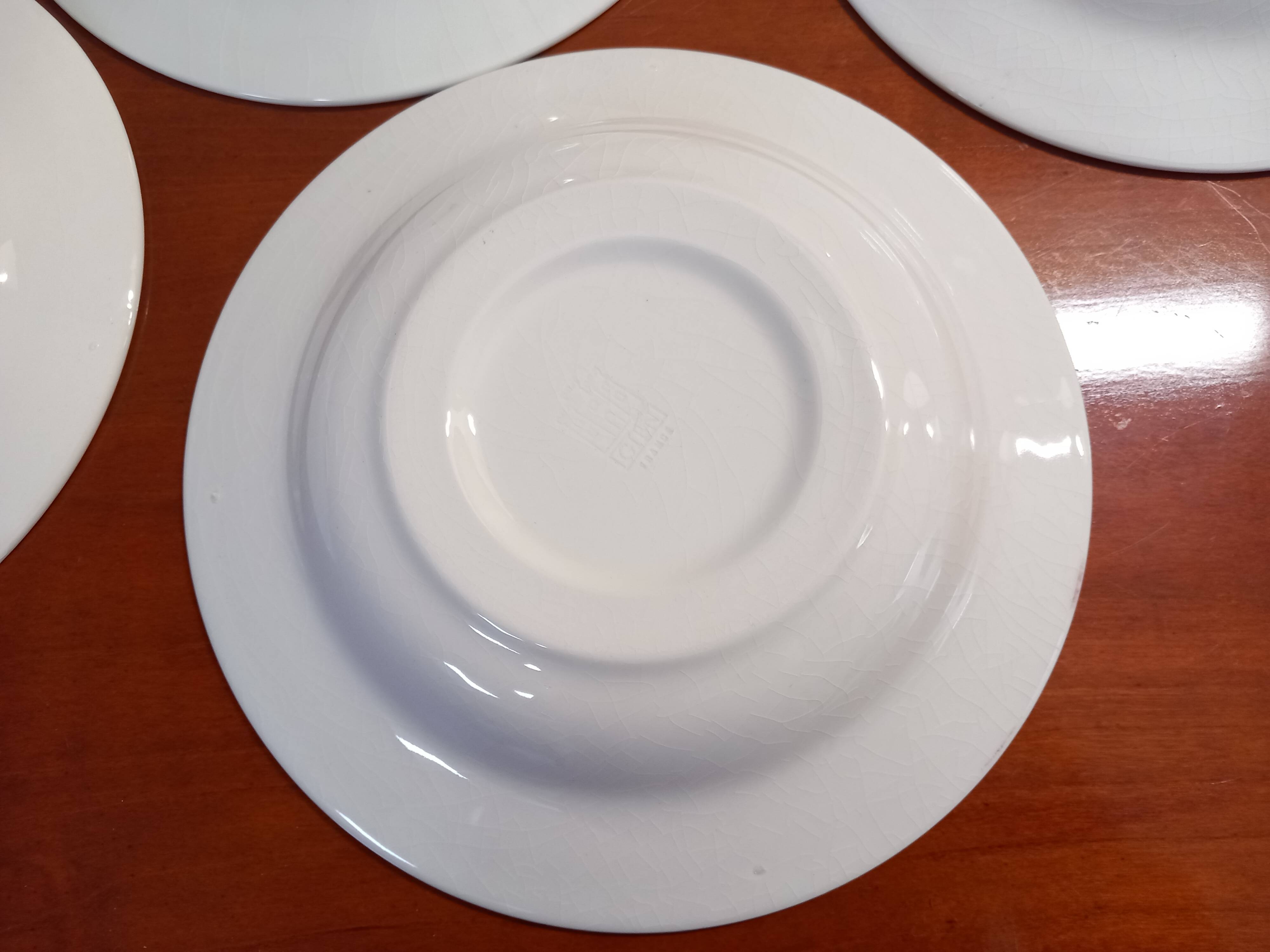 Set of 4 deep plates, Gien earthenware.