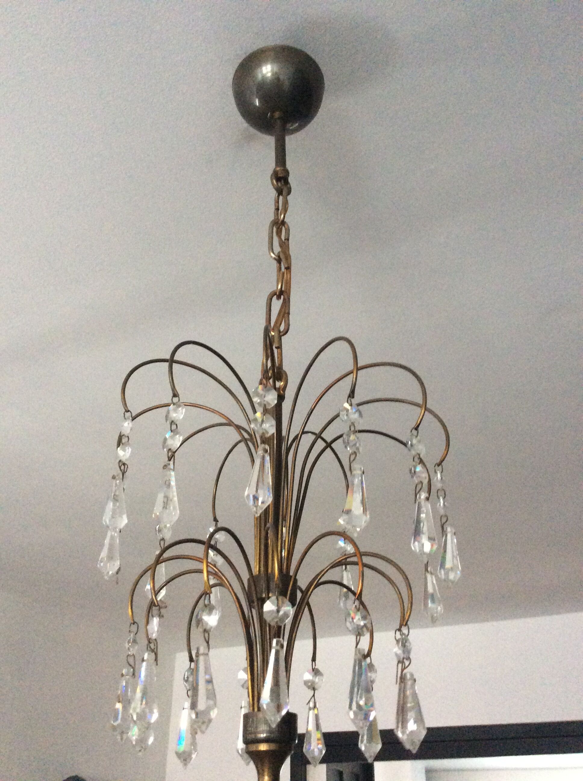 Chandelier cascading crystal and bronze tassels