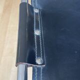 Chaise Dal Vera "Les Arcs", cuir noir et alu chromé, années 70