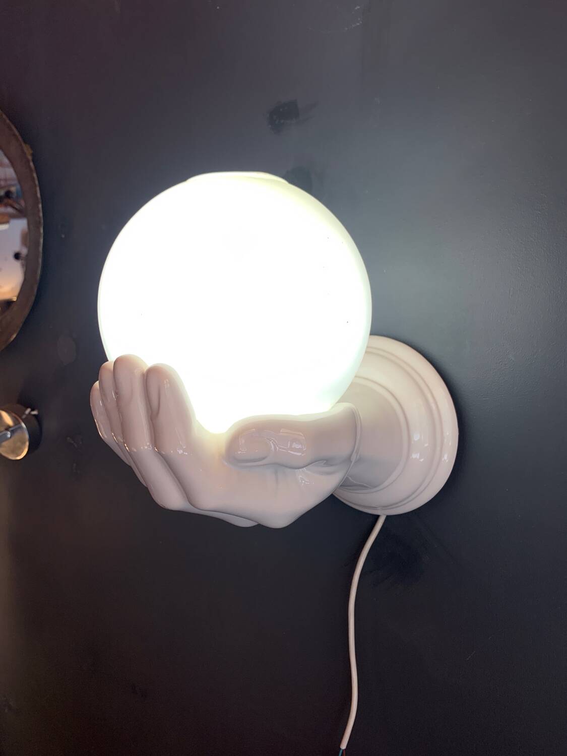 Handmade ceramic wall lamp from the 80s