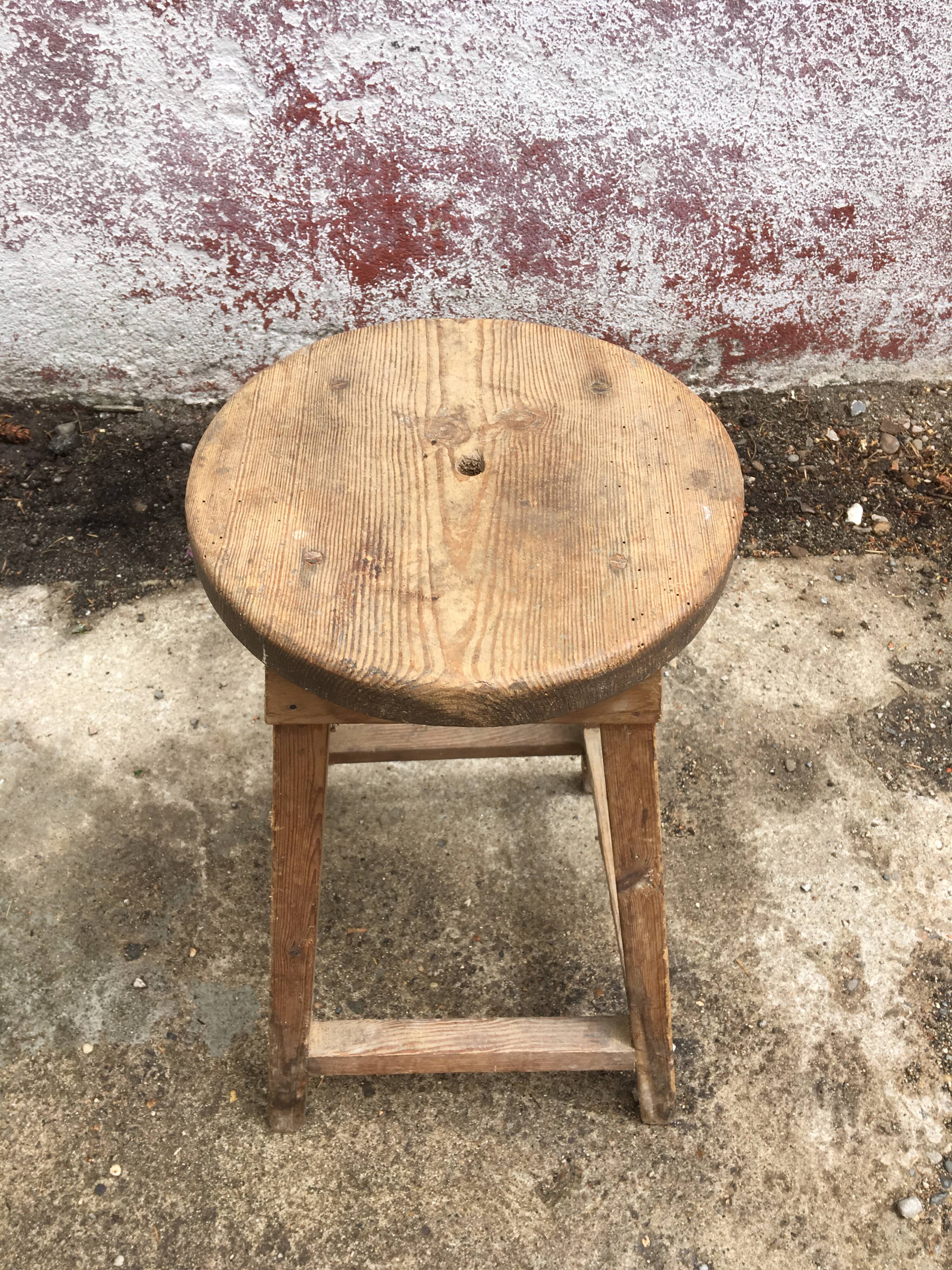 Wooden workshop stool in its juice
