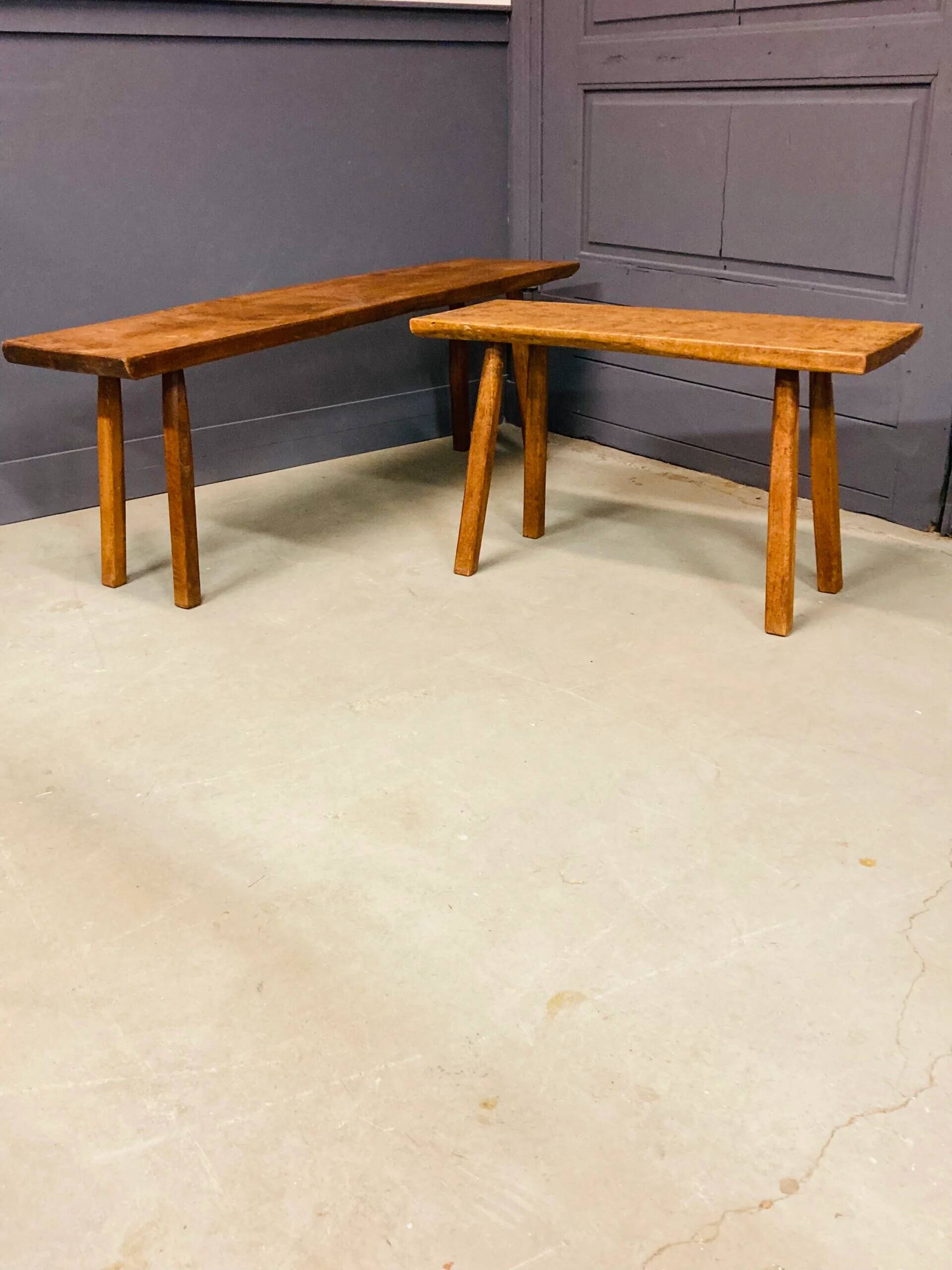 Industrial bench / butcher's table, 1950s, solid oak