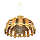 Scandinavian pendant light with wood veneer and bubble glass, 1970