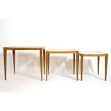 Three walnut side tables from the 60s