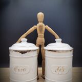 Duo pots kitchen enamelled sugar coffee