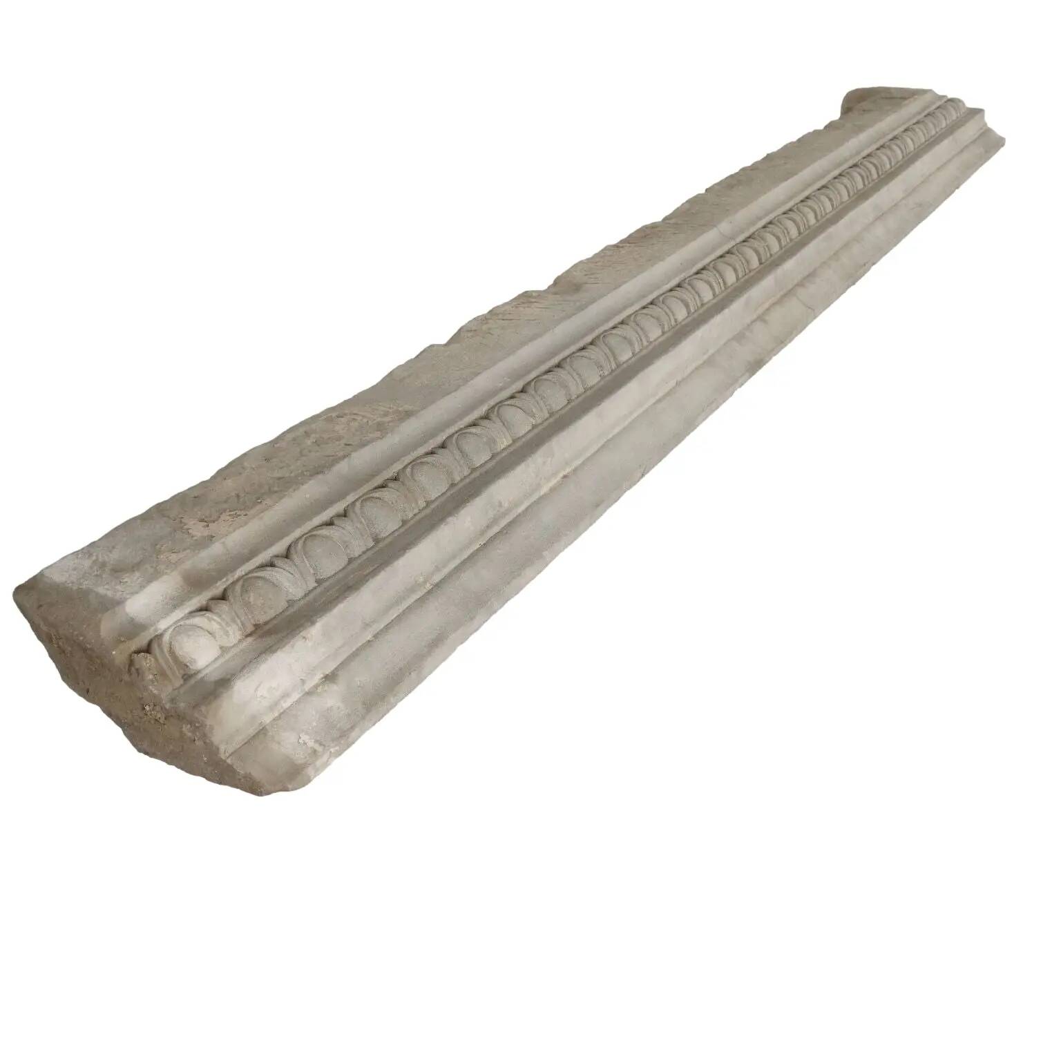Ancient Renaissance fireplace lintel in pietra serena stone, 15th century.