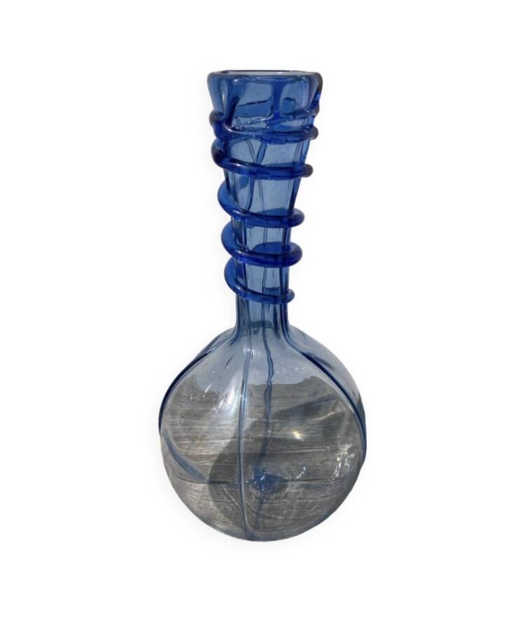 Blue blown glass soliflore vase