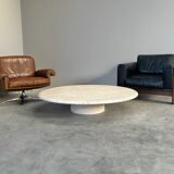 Large travertine round coffee table by Up & Up, Italy 1970s