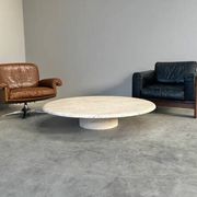 Large travertine round coffee table by Up & Up, Italy 1970s