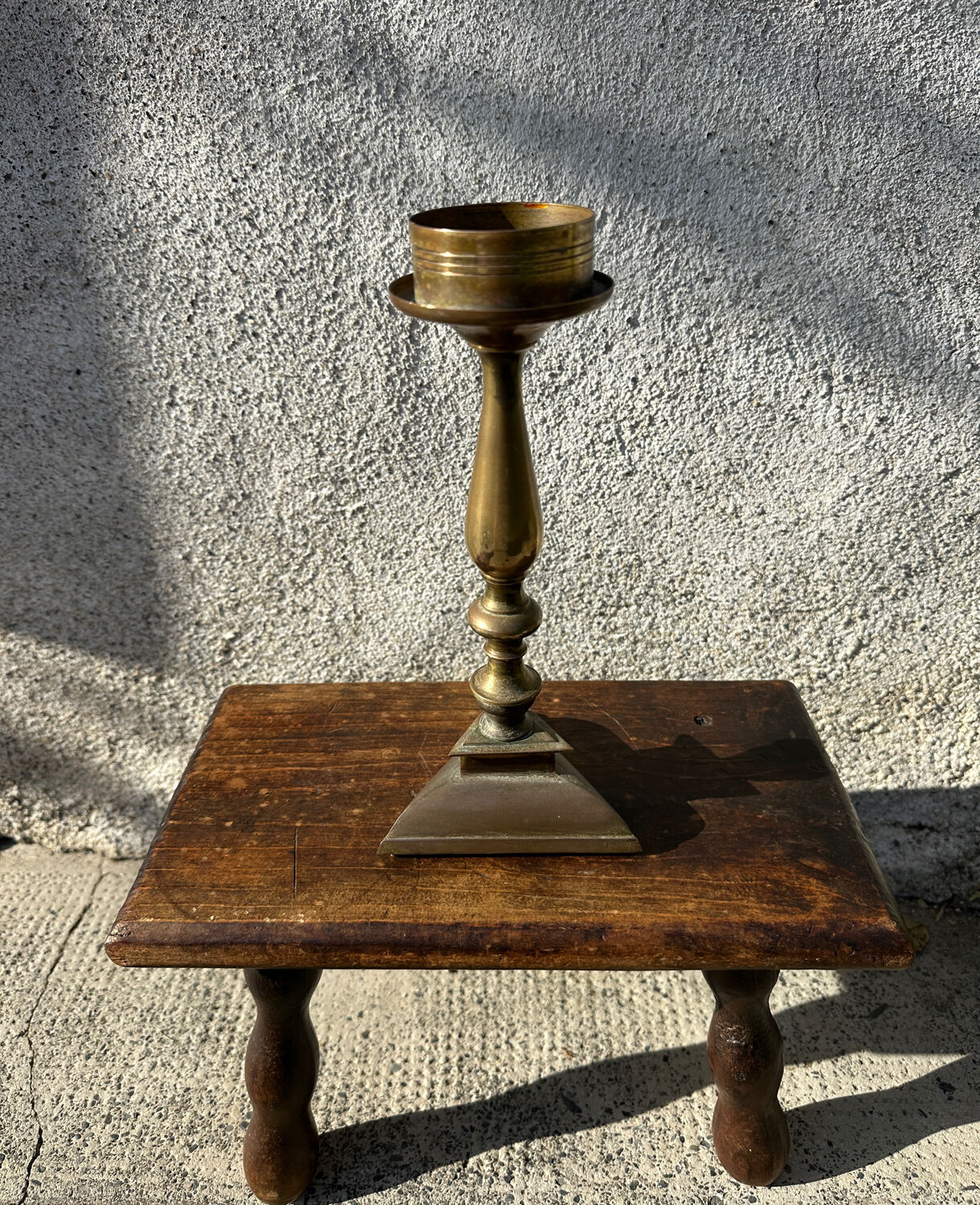 Ancient altar candle holder, bronze candle spike.