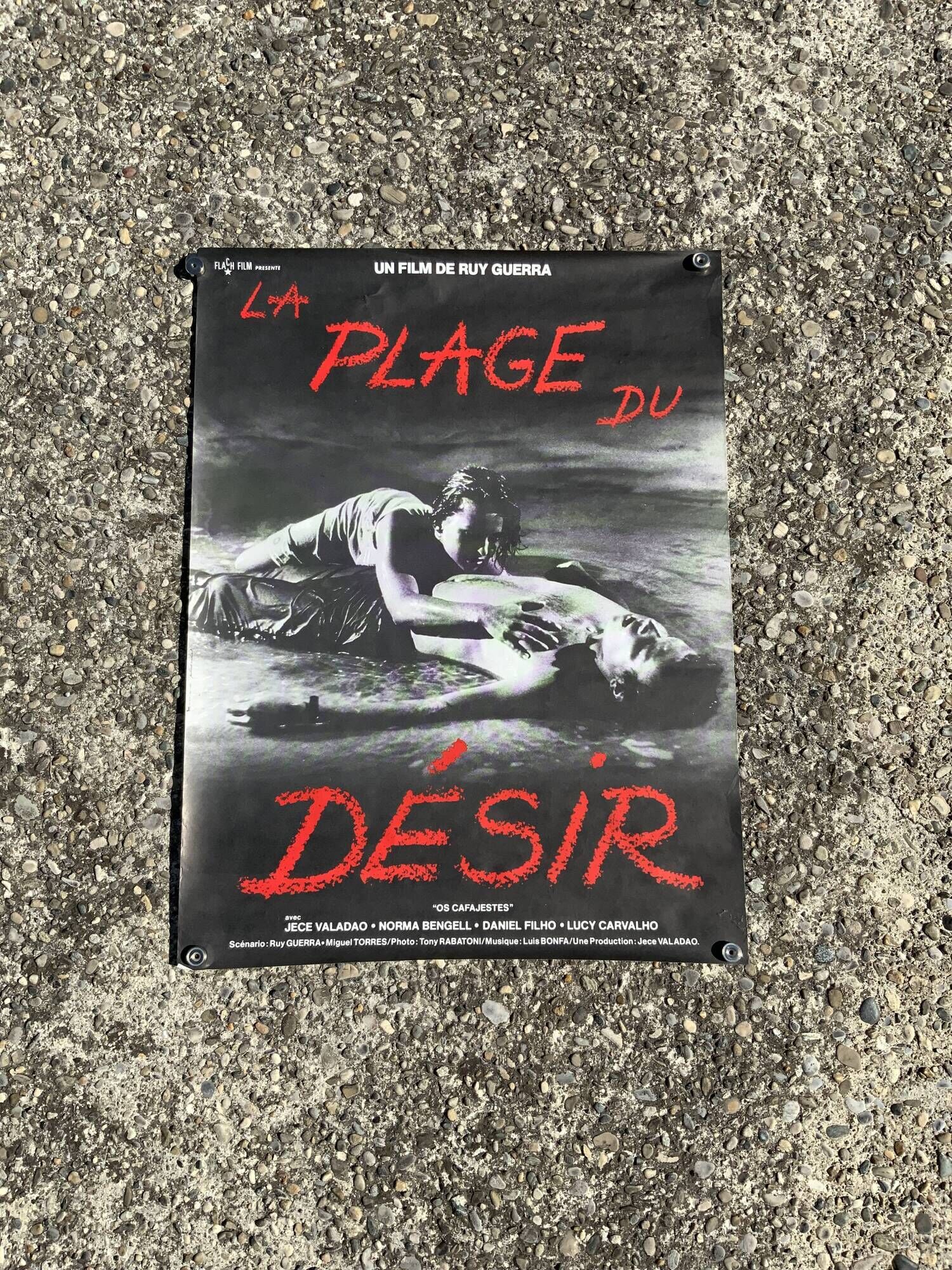 Old movie poster the beach of desire vintage cinema