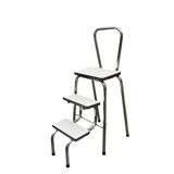 Vintage stepladder in Formica, wood and chromed metal