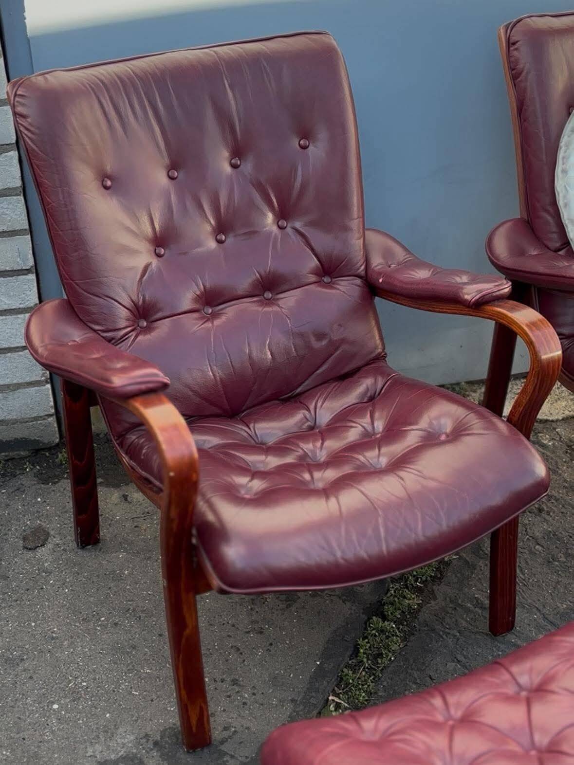 Scandinavian armchair with footrest