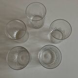 Set of 5 Baccarat modernist Ecailles water goblets