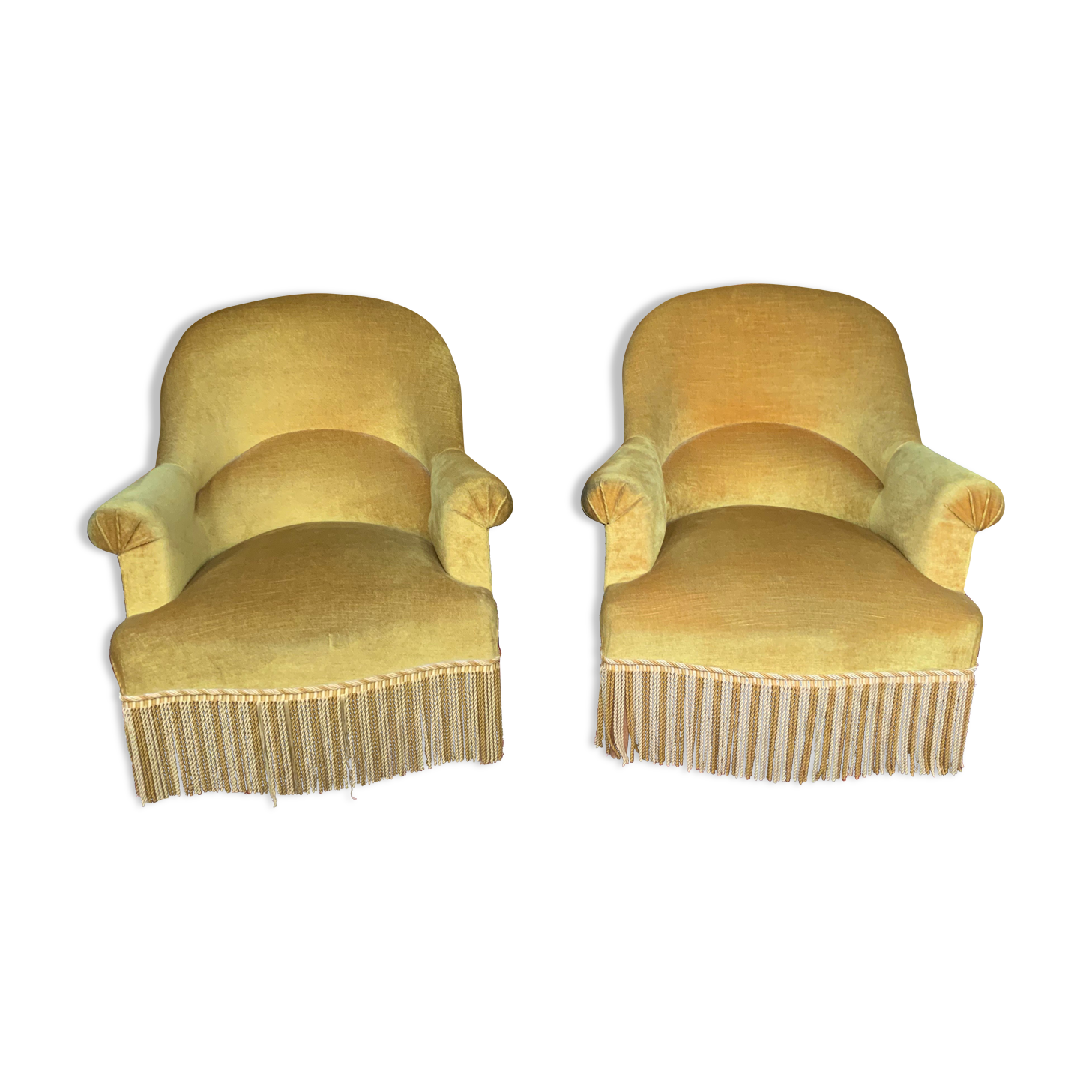 Pair of golden yellow toad armchairs