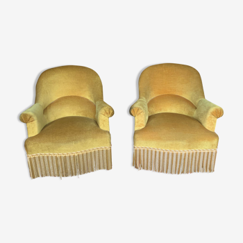 Pair of golden yellow toad armchairs