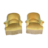 Paire de fauteuils crapaud jaune d’or