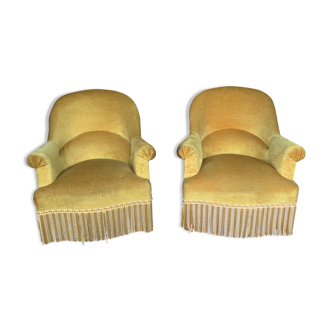 Pair of golden yellow toad armchairs
