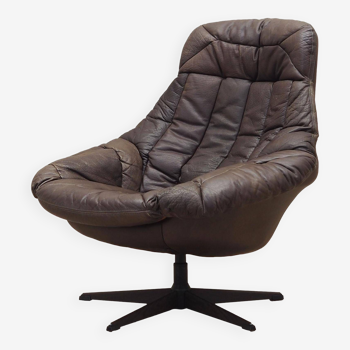 Fauteuil pivotant en cuir, design danois, années 1960, designer : HW Klein, fabrication : Bramin