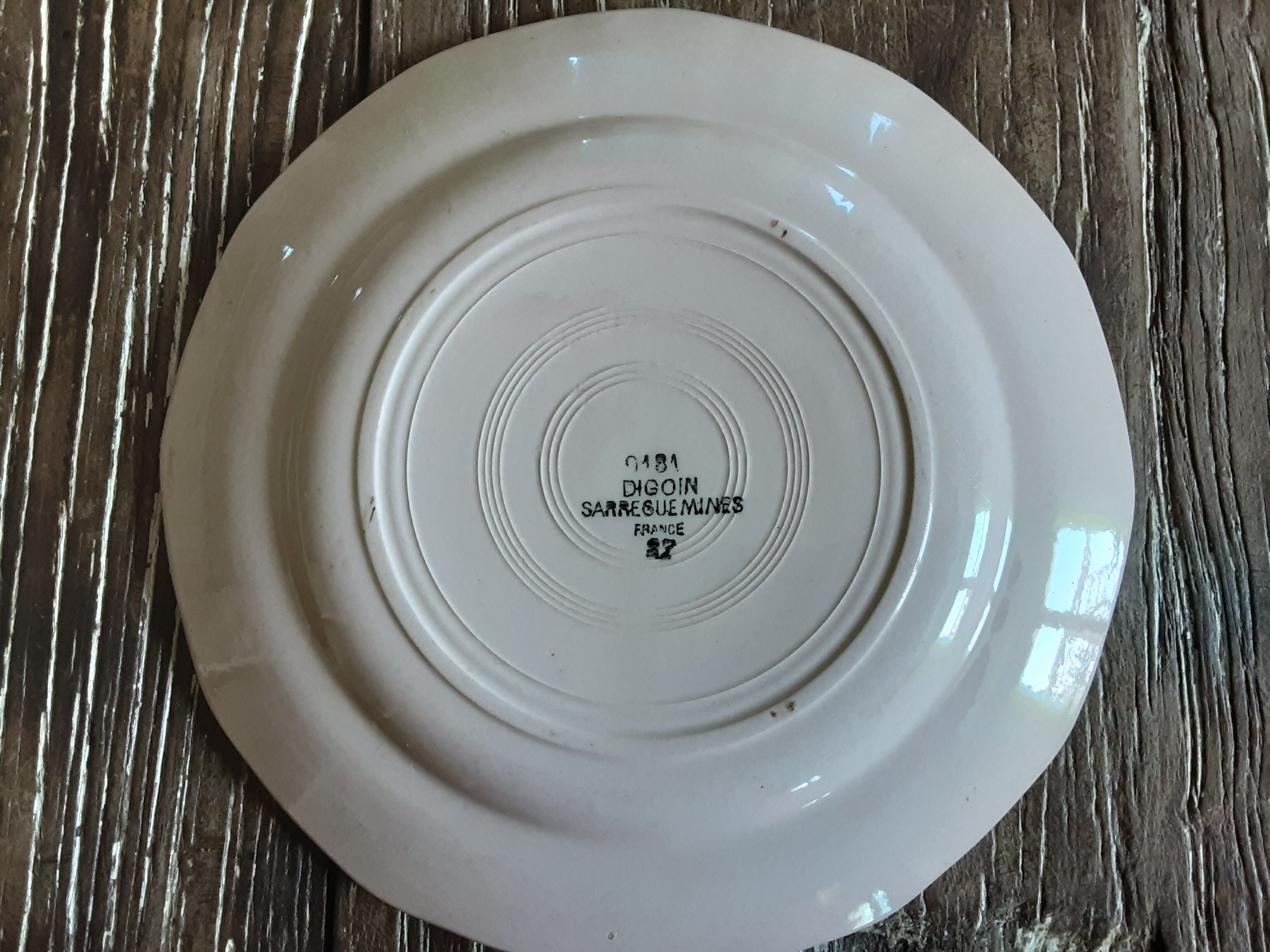Set of 6 old dessert plates Digoin sarreguemines