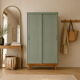 Armoire parisienne penderie 1960 vert grisé rénovée 