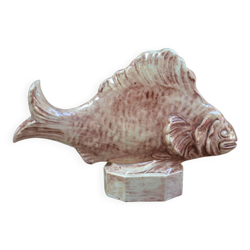 Statuette poisson en céramique signée