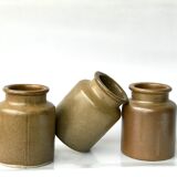 Set of 3 varnished sandstone pots